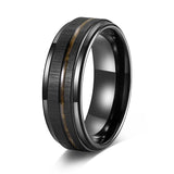 Load image into Gallery viewer, Fashion Jewelry Non-Fading 8mm Black Plated Brushed Wood Inlay Tungsten Carbide Rings for Men Wedding Engagement