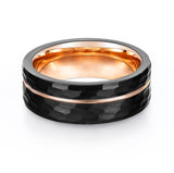 Load image into Gallery viewer, Fashion Male Jewelry 8mm Hammered Grooved Rose Gold Plated Tungsten Carbide Rings for Men Wedding Gift