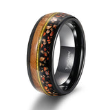 Load image into Gallery viewer, Fashion Jewelry 8mm Dinasor Bone Barrel Wood and Abalone shell pattern Tungsten Carbide Rings for Men Wedding Engagement