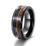 Load image into Gallery viewer, Fashion Jewelry 8mm Guitar String Barrel Wood and Abalone Shell Pattern Tungsten Carbide Rings for Men Wedding Engagement