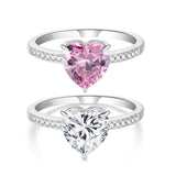 Load image into Gallery viewer, Wholesale Fashion Jewelry 2CT Heart Shape Pink and White Cubic Zirconia 925 Sterling Silver Rings for Women Engagement