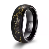 Load image into Gallery viewer, Fashion Male Jewelry 8mm Black Sandstone Gold Foil Brushed Silver Foil Tungsten Carbide Rings for Men Wedding Gift