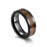 Load image into Gallery viewer, Fashion Male Jewelry 8mm Black Wood Gold Leaf Silk Inlay Tungsten Carbide Rings for Men Wedding Gift