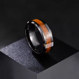 Load image into Gallery viewer, Fashion Male Jewelry 8mm Black Wood Gold Leaf Silk Inlay Tungsten Carbide Rings for Men Wedding Gift