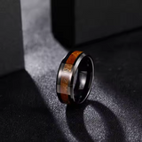 Load image into Gallery viewer, Fashion Male Jewelry 8mm Black Wood Gold Leaf Silk Inlay Tungsten Carbide Rings for Men Wedding Gift