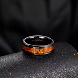 Load image into Gallery viewer, Fashion Male Jewelry 8mm Black Wood Gold Leaf Silk Inlay Tungsten Carbide Rings for Men Wedding Gift