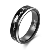 Load image into Gallery viewer, 6mm Men Women Cardiogram Design Tungsten Carbide Ring Couple Wedding Bands