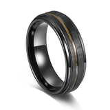 Load image into Gallery viewer, Fashion Jewelry Non-Fading 8mm Black Plated Brushed Wood Inlay Tungsten Carbide Rings for Men Wedding Engagement