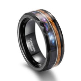 Load image into Gallery viewer, Fashion Jewelry 8mm Guitar String Barrel Wood and Abalone Shell Pattern Tungsten Carbide Rings for Men Wedding Engagement