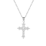 Load image into Gallery viewer, Fashion Jewelry Hypoallergenic Tarnish Free 5A Cubic Zirconia 925 Sterling Silver Cross Pendant Necklace for Party Gifts