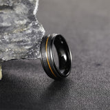 Load image into Gallery viewer, Fashion Jewelry Non-Fading 8mm Black Plated Brushed Wood Inlay Tungsten Carbide Rings for Men Wedding Engagement