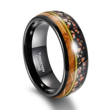 Load image into Gallery viewer, Fashion Jewelry 8mm Dinasor Bone Barrel Wood and Abalone shell pattern Tungsten Carbide Rings for Men Wedding Engagement