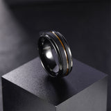 Load image into Gallery viewer, Fashion Jewelry Non-Fading 8mm Black Plated Brushed Wood Inlay Tungsten Carbide Rings for Men Wedding Engagement