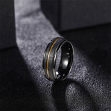 Load image into Gallery viewer, Fashion Jewelry Non-Fading 8mm Black Plated Brushed Wood Inlay Tungsten Carbide Rings for Men Wedding Engagement