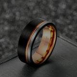 Load image into Gallery viewer, 6mm Inlay Tungsten Ring Thin Groove Line Brushed Tungsten Wedding Band