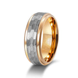 Load image into Gallery viewer, Fashion Jewelry 8mm Rose Gold Plated Hammered Tungsten Carbide Ring for Men Wedding Engagement