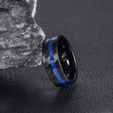 Load image into Gallery viewer, 8mm Blue Opal Inlay Hammered Classic Black Tungsten Wedding Rings for Men Wholesale Fashion Jewelry