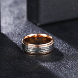 Load image into Gallery viewer, Fashion Jewelry 8mm Rose Gold Plated Hammered Tungsten Carbide Ring for Men Wedding Engagement