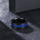 Load image into Gallery viewer, 8mm Blue Opal Inlay Hammered Classic Black Tungsten Wedding Rings for Men Wholesale Fashion Jewelry