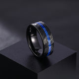 Load image into Gallery viewer, 8mm Blue Opal Inlay Hammered Classic Black Tungsten Wedding Rings for Men Wholesale Fashion Jewelry