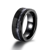 Load image into Gallery viewer, Fashion Male Jewelry 8mm Hammered Aluminum Slag Inlay Black Tungsten Carbide Rings for Men