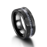 Load image into Gallery viewer, Fashion Male Jewelry 8mm Hammered Aluminum Slag Inlay Black Tungsten Carbide Rings for Men