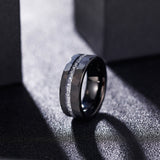 Load image into Gallery viewer, Fashion Male Jewelry 8mm Hammered Aluminum Slag Inlay Black Tungsten Carbide Rings for Men