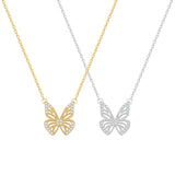 Load image into Gallery viewer, Women&#39;s 925 Sterling Silver 18K Gold-Plated Butterfly Pendant Necklace with Zirconia Fashion Jewelry