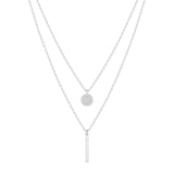 Load image into Gallery viewer, 925 Sterling Silver Geometric Double-layer Chain Pendant Necklace with White Zirconia for Women Girls Birthday Gift