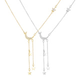 Load image into Gallery viewer, OAHLAN Fine Jewelry 18K Gold Plated Moon and Star Zircon 925 Sterling Silver Pendant Necklaces for Women Anniversary