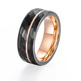 Load image into Gallery viewer, Fashion Male Jewelry 8mm Hammered Grooved Rose Gold Plated Tungsten Carbide Rings for Men Wedding Gift