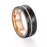 Load image into Gallery viewer, Fashion Male Jewelry 8mm Hammered Grooved Rose Gold Plated Tungsten Carbide Rings for Men Wedding Gift