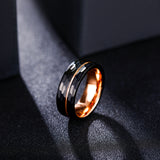 Load image into Gallery viewer, Fashion Male Jewelry 8mm Hammered Grooved Rose Gold Plated Tungsten Carbide Rings for Men Wedding Gift