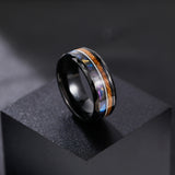 Load image into Gallery viewer, Fashion Jewelry 8mm Guitar String Barrel Wood and Abalone Shell Pattern Tungsten Carbide Rings for Men Wedding Engagement