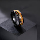 Load image into Gallery viewer, Fashion Jewelry 8mm Dinasor Bone Barrel Wood and Abalone shell pattern Tungsten Carbide Rings for Men Wedding Engagement