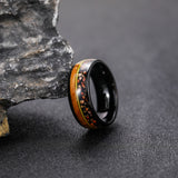 Load image into Gallery viewer, Fashion Jewelry 8mm Dinasor Bone Barrel Wood and Abalone shell pattern Tungsten Carbide Rings for Men Wedding Engagement