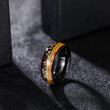 Load image into Gallery viewer, Fashion Jewelry 8mm Dinasor Bone Barrel Wood and Abalone shell pattern Tungsten Carbide Rings for Men Wedding Engagement