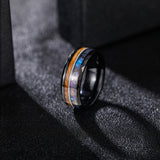 Load image into Gallery viewer, Fashion Jewelry 8mm Guitar String Barrel Wood and Abalone Shell Pattern Tungsten Carbide Rings for Men Wedding Engagement