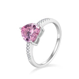 Load image into Gallery viewer, Wholesale Fashion Jewelry 2CT Heart Shape Pink and White Cubic Zirconia 925 Sterling Silver Rings for Women Engagement