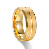 Load image into Gallery viewer, 8MM Men&#39;s Wedding Tungsten Ring Silver 24K Gold Plated Sandblasted Grooved