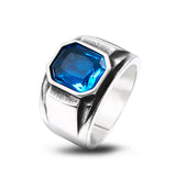 Load image into Gallery viewer, High Quality Stainless Steel Ring Inlaid Green/Blue Gemstones Vintage Men Fashion Stainless Steel Jewelry Ring