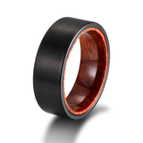 Load image into Gallery viewer, 8MM Black Plated Red Sandalwood Inlay Brushed Tungsten Carbide Ring