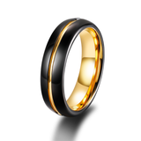 Load image into Gallery viewer, 6mm Tungsten Carbide Ring Black Gold Men Women Wedding Band Wholesale