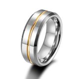 Load image into Gallery viewer, 8mm Customized High Polished 24K Gold Inlay Tungsten Carbide Ring