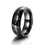 Load image into Gallery viewer, 8mm Dinosaur Bone Dual Channel Black Sand Metal Slag Black Tungsten Ring