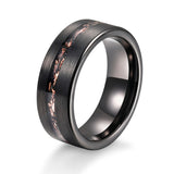 Load image into Gallery viewer, 8mm Black Plated Matte Brushed Black Meteorite Copper Inlay Tungsten Carbide Ring