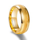 Load image into Gallery viewer, 8MM High Polished Edge Sandblasted Silver 24K Gold Plated Domed Tungsten Carbide Ring