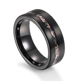 Load image into Gallery viewer, 8mm Black Plated Matte Brushed Black Meteorite Copper Inlay Tungsten Carbide Ring