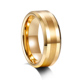 Load image into Gallery viewer, Customized Fashion Jewelry 8mm 24K Gold Plated Brushed Tungsten Carbide Ring for Men Wedding Band Wholesale