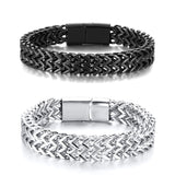 Load image into Gallery viewer, Fashion 22cm Long Original Steel Color Magnet Double Layer Stainless Steel Chain Bracelets for Men